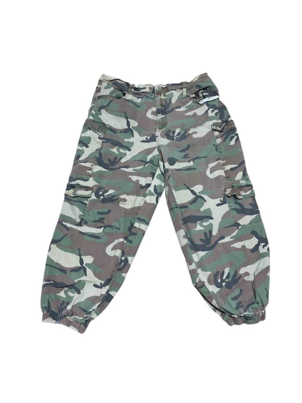 Almost Famous Camouflage Cargo Jogger Pants Sz 2X Green Tan Womens
